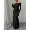 imageSOLY HUX Womens Long Sleeve Off The Shoulder Bodycon Dress Elegant Maxi Dress Cocktail Prom DressesPlain Black