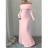 imageSOLY HUX Womens Long Sleeve Off The Shoulder Bodycon Dress Elegant Maxi Dress Cocktail Prom DressesPure Pink