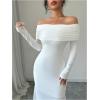 imageSOLY HUX Womens Long Sleeve Off The Shoulder Bodycon Dress Elegant Maxi Dress Cocktail Prom DressesPure White