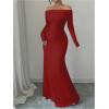 imageSOLY HUX Womens Long Sleeve Off The Shoulder Bodycon Dress Elegant Maxi Dress Cocktail Prom DressesSolid Burgundy