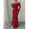 imageSOLY HUX Womens Long Sleeve Off The Shoulder Bodycon Dress Elegant Maxi Dress Cocktail Prom DressesSolid Burgundy