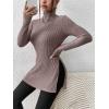 imageSOLY HUX Womens Long Sleeve Turtle Neck Tops Split Hem TShirts Trendy Casual Slim Fitted Tees Plain Brown M