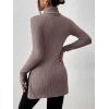 imageSOLY HUX Womens Long Sleeve Turtle Neck Tops Split Hem TShirts Trendy Casual Slim Fitted Tees Plain Brown M
