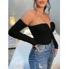 imageSOLY HUX Womens Off Shoulder Long Sleeve Sexy T Shirt Solid Slim Fit Tee TopsSolid Black