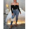 imageSOLY HUX Womens Off Shoulder Long Sleeve Sexy T Shirt Solid Slim Fit Tee TopsSolid Black