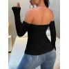imageSOLY HUX Womens Off Shoulder Long Sleeve Sexy T Shirt Solid Slim Fit Tee TopsSolid Black