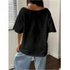 imageSOLY HUX Womens Off The Shoulder Tops Graphic Tees Jersey Shirts Number Print Baggy Oversized T ShirtsBlack Number