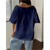imageSOLY HUX Womens Off The Shoulder Tops Graphic Tees Jersey Shirts Number Print Baggy Oversized T ShirtsDark Blue