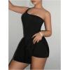 imageSOLY HUX Womens One Shoulder Sleeveless A Line Flared Dress Summer Mini DressesPlain Black