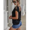 imageSOLY HUX Womens Open Back Short Sleeve Backless Tops Criss Cross Twist Tee Summer Sexy T ShirtPlain Black