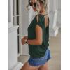 imageSOLY HUX Womens Open Back Short Sleeve Backless Tops Criss Cross Twist Tee Summer Sexy T ShirtPure Dark Green
