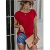 imageSOLY HUX Womens Open Back Short Sleeve Backless Tops Criss Cross Twist Tee Summer Sexy T ShirtSolid Red