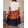 imageSOLY HUX Womens Plus Size Tee Dress Color Block Short Sleeve Ruffle Hem Loose Smock Summer DressesMulticoloured