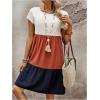 imageSOLY HUX Womens Plus Size Tee Dress Color Block Short Sleeve Ruffle Hem Loose Smock Summer DressesMulticoloured