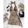 imageSOLY HUX Womens Sexy Leopard Print Halter V Neck Mini Dress Retro Backless Fitted Bodycon DressesBrown Leopard