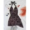 imageSOLY HUX Womens Sexy Leopard Print Halter V Neck Mini Dress Retro Backless Fitted Bodycon DressesMulti Leopard