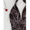 imageSOLY HUX Womens Sexy Leopard Print Halter V Neck Mini Dress Retro Backless Fitted Bodycon DressesMulti Leopard