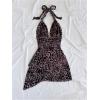 imageSOLY HUX Womens Sexy Leopard Print Halter V Neck Mini Dress Retro Backless Fitted Bodycon DressesMulti Leopard