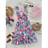imageSOLY HUX Womens Summer Tropical Midi Dresses Square Neck Beach ALine Sun Casual Boho Floral Print Flowy Long DressGreen Floral