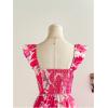 imageSOLY HUX Womens Summer Tropical Midi Dresses Square Neck Beach ALine Sun Casual Boho Floral Print Flowy Long DressHot Pink Floral