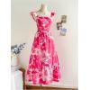 imageSOLY HUX Womens Summer Tropical Midi Dresses Square Neck Beach ALine Sun Casual Boho Floral Print Flowy Long DressHot Pink Floral