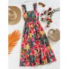 imageSOLY HUX Womens Summer Tropical Midi Dresses Square Neck Beach ALine Sun Casual Boho Floral Print Flowy Long DressMulticolor