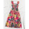 imageSOLY HUX Womens Summer Tropical Midi Dresses Square Neck Beach ALine Sun Casual Boho Floral Print Flowy Long DressPink Floral