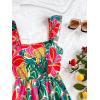 imageSOLY HUX Womens Summer Tropical Midi Dresses Square Neck Beach ALine Sun Casual Boho Floral Print Flowy Long DressPink Multi