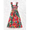 imageSOLY HUX Womens Summer Tropical Midi Dresses Square Neck Beach ALine Sun Casual Boho Floral Print Flowy Long DressPink Multi