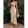 imageSOLY HUX Womens Twist Cut Out Bodycon Maxi Dress Strapless Sleeveless Tie Front Split Tube DressesPure Apricot