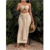 imageSOLY HUX Womens Twist Cut Out Bodycon Maxi Dress Strapless Sleeveless Tie Front Split Tube DressesPure Apricot