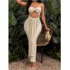 imageSOLY HUX Womens Twist Cut Out Bodycon Maxi Dress Strapless Sleeveless Tie Front Split Tube DressesPure Apricot