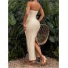 imageSOLY HUX Womens Twist Cut Out Bodycon Maxi Dress Strapless Sleeveless Tie Front Split Tube DressesPure Apricot