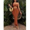 imageSOLY HUX Womens Twist Cut Out Bodycon Maxi Dress Strapless Sleeveless Tie Front Split Tube DressesSolid Rust Brown