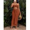 imageSOLY HUX Womens Twist Cut Out Bodycon Maxi Dress Strapless Sleeveless Tie Front Split Tube DressesSolid Rust Brown
