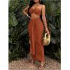 imageSOLY HUX Womens Twist Cut Out Bodycon Maxi Dress Strapless Sleeveless Tie Front Split Tube DressesSolid Rust Brown