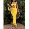 imageSOLY HUX Womens Twist Cut Out Bodycon Maxi Dress Strapless Sleeveless Tie Front Split Tube DressesSolid Yellow