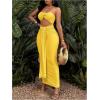 imageSOLY HUX Womens Twist Cut Out Bodycon Maxi Dress Strapless Sleeveless Tie Front Split Tube DressesSolid Yellow