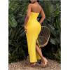 imageSOLY HUX Womens Twist Cut Out Bodycon Maxi Dress Strapless Sleeveless Tie Front Split Tube DressesSolid Yellow