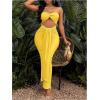 imageSOLY HUX Womens Twist Cut Out Bodycon Maxi Dress Strapless Sleeveless Tie Front Split Tube DressesSolid Yellow
