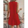 imageSOLY HUX Womens V Neck Button Down Mini Dress Sleeveless Ruffle Dressy Casual Summer Textured DressesSolid Red