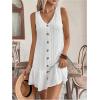 imageSOLY HUX Womens V Neck Button Down Mini Dress Sleeveless Ruffle Dressy Casual Summer Textured DressesWhite