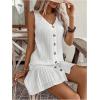 imageSOLY HUX Womens V Neck Button Down Mini Dress Sleeveless Ruffle Dressy Casual Summer Textured DressesWhite