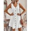 imageSOLY HUX Womens V Neck Button Down Mini Dress Sleeveless Ruffle Dressy Casual Summer Textured DressesWhite