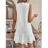 imageSOLY HUX Womens V Neck Button Down Mini Dress Sleeveless Ruffle Dressy Casual Summer Textured DressesWhite