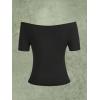 imageSOLY HUX Womens Y2k Graphic Tees Crop Tops Star Print Off Shoulder Short Sleeve T ShirtsBlack Star