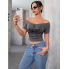 imageSOLY HUX Womens Y2k Graphic Tees Crop Tops Star Print Off Shoulder Short Sleeve T ShirtsDark Grey Star