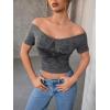 imageSOLY HUX Womens Y2k Graphic Tees Crop Tops Star Print Off Shoulder Short Sleeve T ShirtsDark Grey Star
