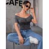 imageSOLY HUX Womens Y2k Graphic Tees Crop Tops Star Print Off Shoulder Short Sleeve T ShirtsDark Grey Star