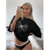 imageSOLY HUX Womens Y2k Oversized Graphic Tees Short Sleeve Drop Shoulder Bow Print Loose T Shirt TopsBlack Bow